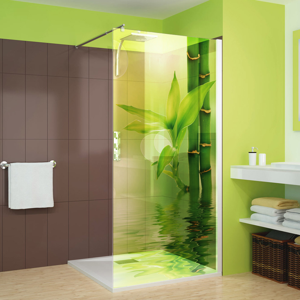 Stickers paroi de douche semi translucide bambous 3 pas cher