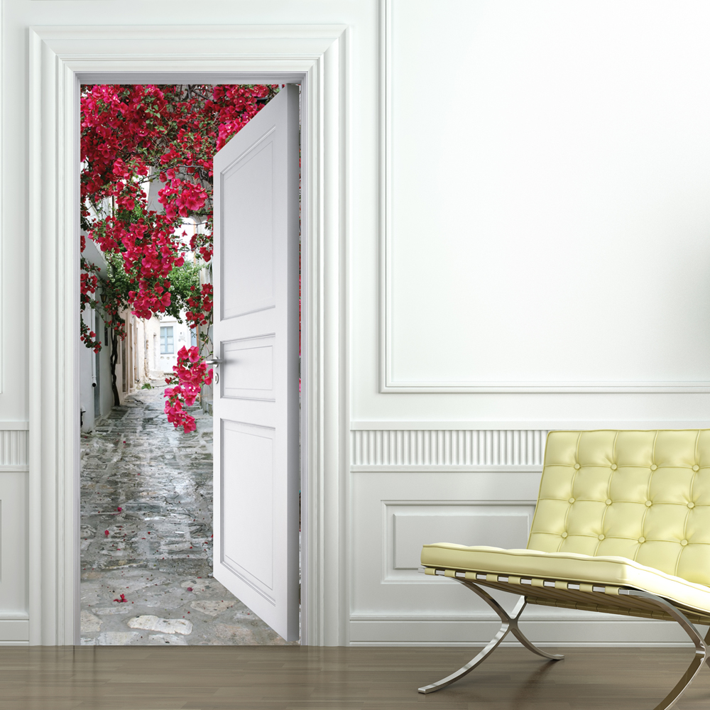 Stickers Porte Trompe L oeil Ruelle Pas Cher