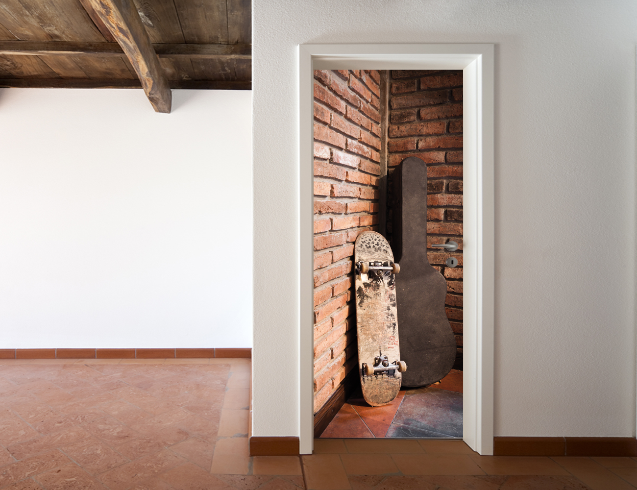 Stickers Porte Trompe L'oeil Skate Pas Cher