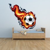 Autocollant Stickers muraux ado ballon de foot en feu