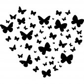 Stickers coeur papillons