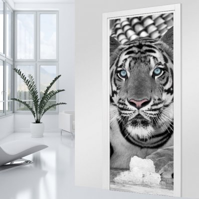 Adesivo per porte Tigre black & white