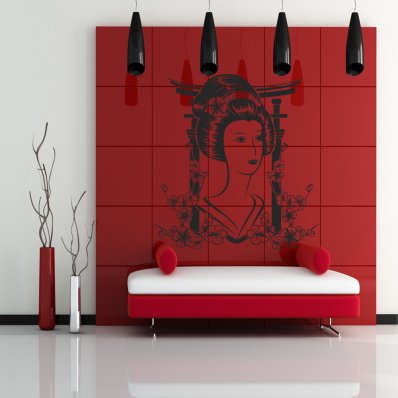 Autocolante decorativo Geisha