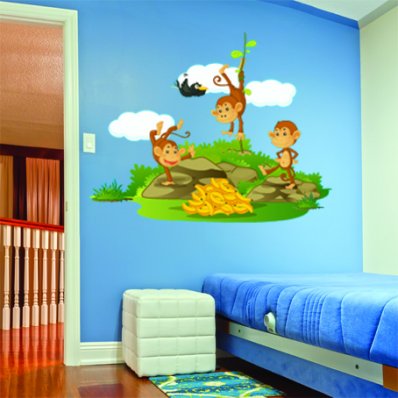 Autocolante decorativo infantil 3 macacos