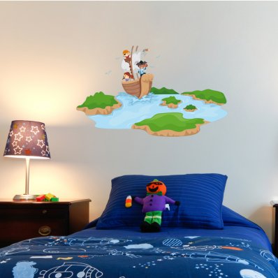 Autocolante decorativo infantil barco