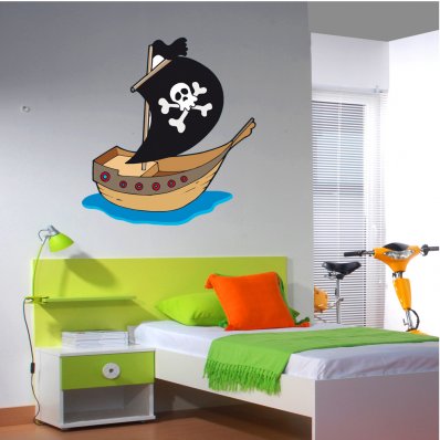 Autocolante decorativo infantil Barco pirata