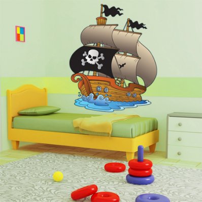 Autocolante decorativo infantil Barco pirata