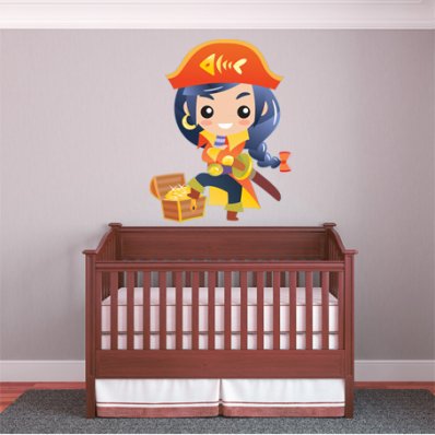 Autocolante decorativo infantil menina pirata
