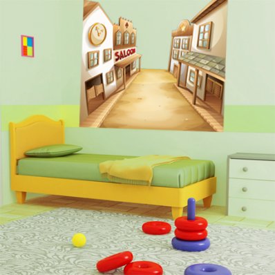 Autocolante decorativo infantil Wild West City