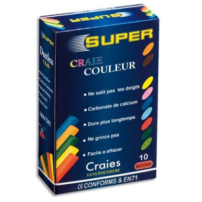 Box of 10 coloured chalk sticks