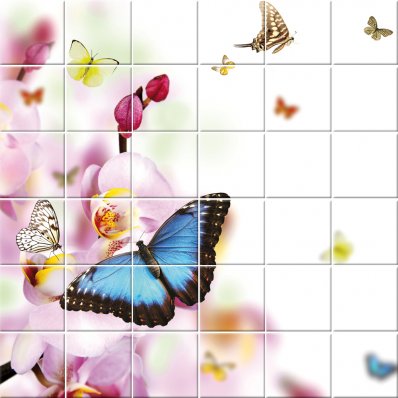 Butterfly Flowers - Tiles Wall Stickers