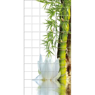 Fliesenaufkleber Bambus mit Blume