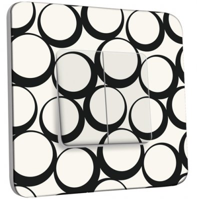 Interrupteur Décoré Double va et vient  Design Ronds Black&White 