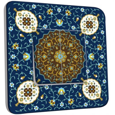 Interrupteur Décoré Double va et vient Motif Oriental Bleu Mosaïque 