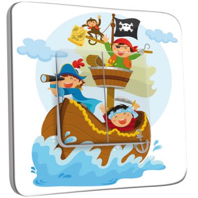 Interrupteur Décoré Double va et vient Pirates Enfant 1 