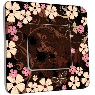 Interrupteur Décoré Poussoir Fleurs Abstraits 26