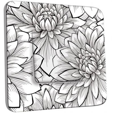 Interrupteur Décoré Poussoir Fleurs design Black&White 2