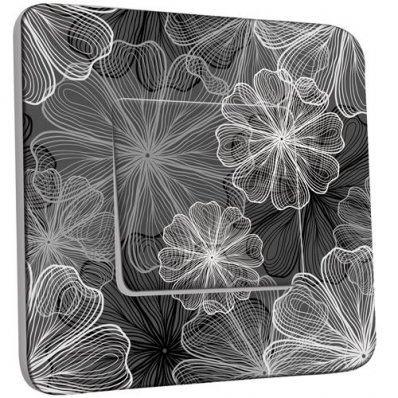 Interrupteur Décoré Poussoir Fleurs design Black&White 3