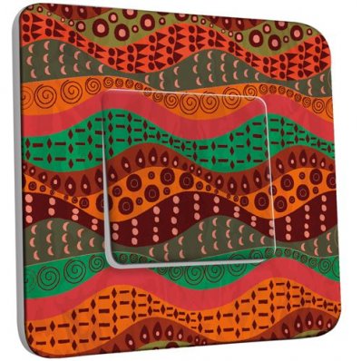 Interrupteur Décoré Poussoir Motif Africain Mosaïque 1