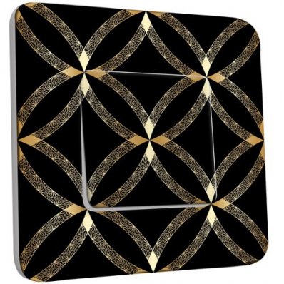 Interrupteur Décoré Poussoir Motif Oriental Black&Gold