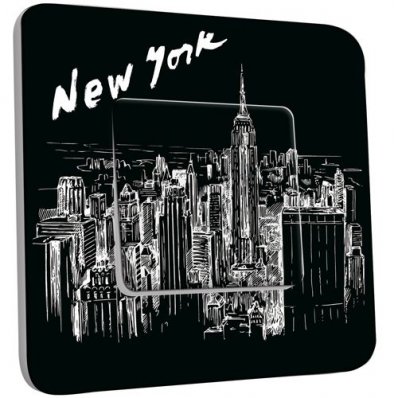 Interrupteur Décoré Poussoir New York  Black&White 1