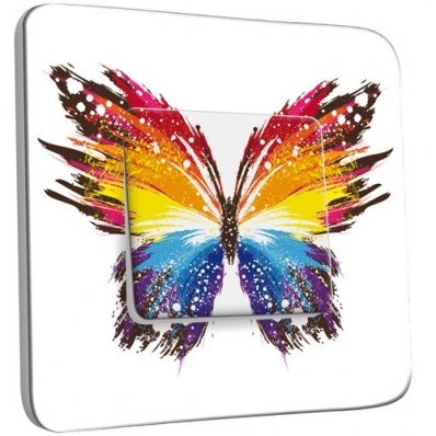 Interrupteur Décoré Poussoir Papillon Multicoloré Design