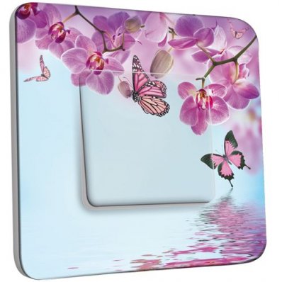 Interrupteur Décoré Poussoir Papillon Orchidée 2