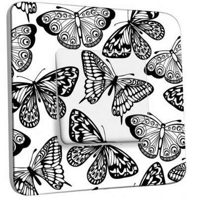 Interrupteur Décoré Poussoir Papillons Design Black&White