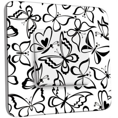 Interrupteur Décoré Poussoir Papillons Black&White 8