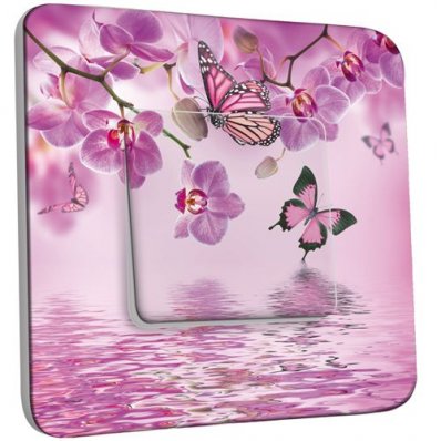 Interrupteur Décoré Poussoir Papillons Orchidées 10