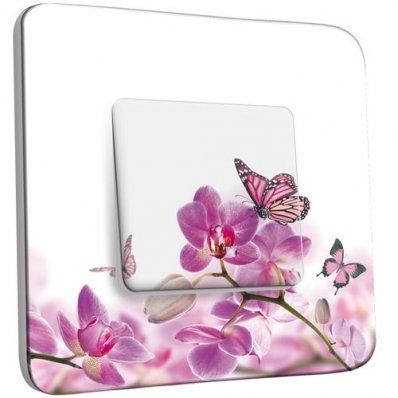 Interrupteur Décoré Poussoir Papillons Orchidées 11