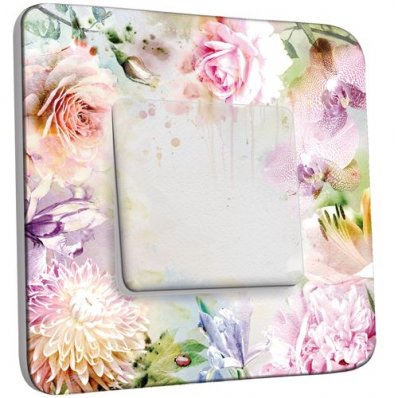 Interrupteur Décoré Poussoir Roses Multicoloré