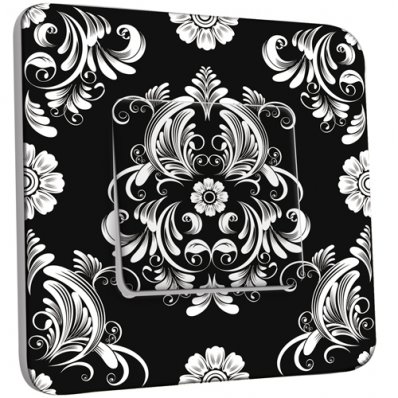 Interrupteur Décoré Simple Fleurs Abstrait Black&White 1