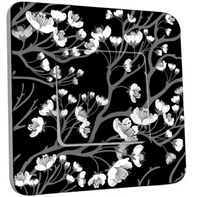 Interrupteur Décoré Simple Fleurs Abstrait Black&White 2