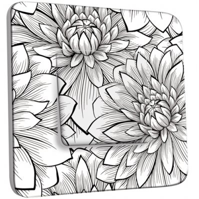 Interrupteur Décoré Simple Fleurs design Black&White 2