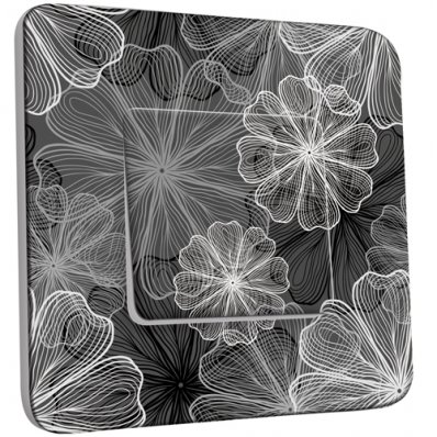 Interrupteur Décoré Simple Fleurs design Black&White 3