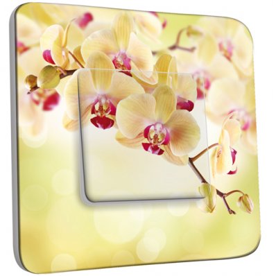 Interrupteur Décoré Simple Fleurs jaunes Zoom 1