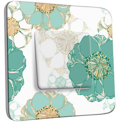 Interrupteur Décoré Simple Fleurs Mosaïque 01 