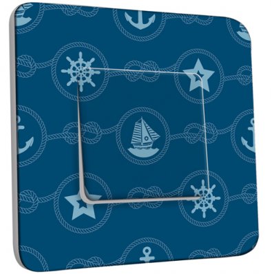 Interrupteur Décoré Simple Motif Marin Bleu Abstrait 11