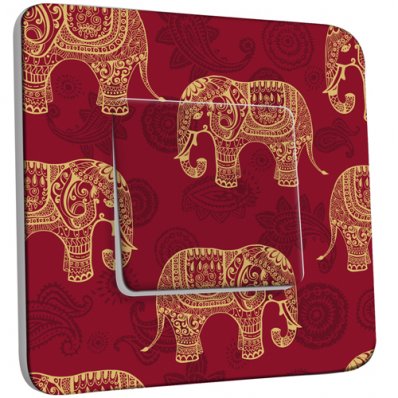 Interrupteur Décoré Simple Motif Oriental Eléphants 1