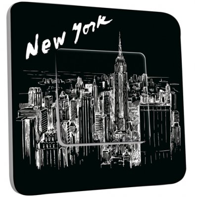 Interrupteur Décoré Simple New York  Black&White 1