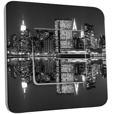 Interrupteur Décoré Simple  New York Manhatan Black&White