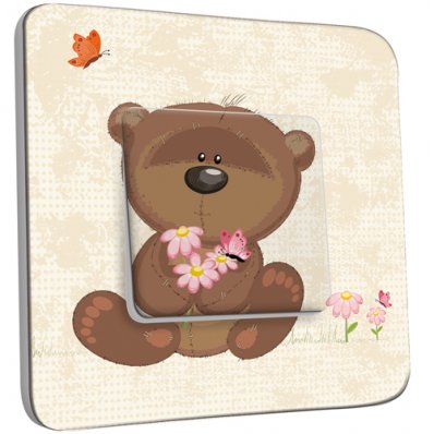 Interrupteur Décoré Simple Ourson nature 