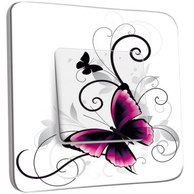 Interrupteur Décoré Simple Papillon design white