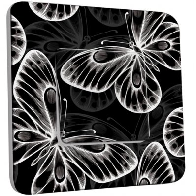 Interrupteur Décoré Simple Papillons Black&White 5