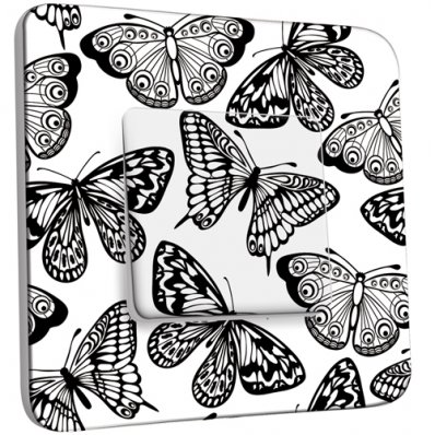 Interrupteur Décoré Simple Papillons Design Black&White