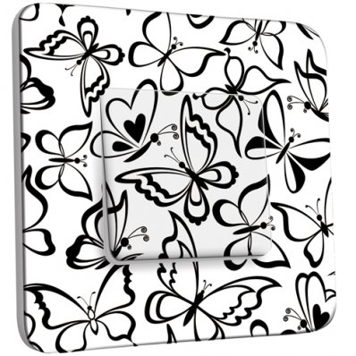 Interrupteur Décoré Simple Papillons Black&White 8