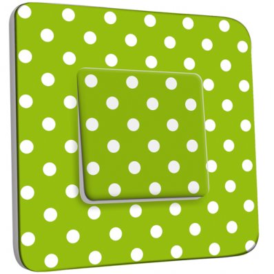 Interrupteur Décoré Simple Petits Pois Blanc Fond Vert