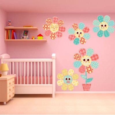 Kit Adesivo Murale bambini 5 fiori