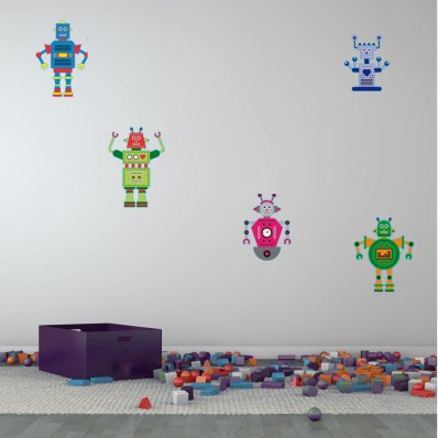 Kit Adesivo Murale bambini 5 robot